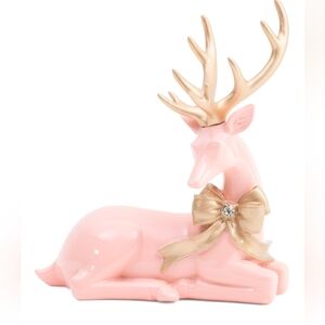 💕🔹️Rachel Zoe 🔹️Pink and Gold Reindeer Bow  Figurine Decor